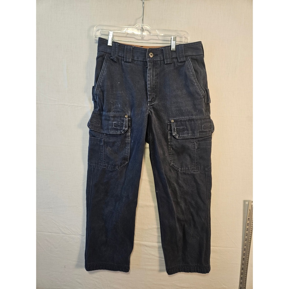 Duluth Trading Co Relaxed Fit Cargo Work Pants Navy Blue Canvas Mens 30x30